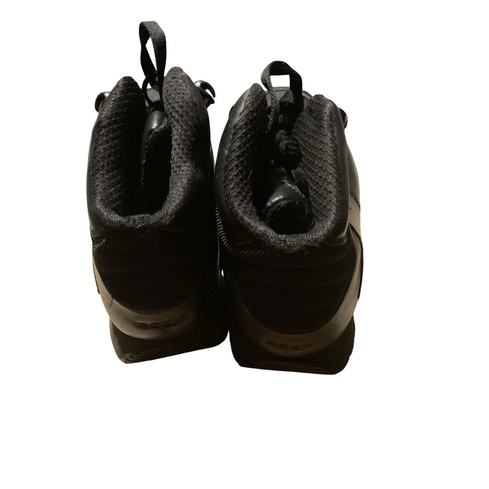 Kids Black Leather Ankle Boots Lug Sole Lace Up Casual Shoes 6‎ Y